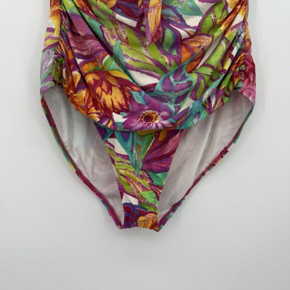 Lauren Ralph Lauren Tropical Colorful One Piece Swimsuit Size 8 Beach - Picture 3 of 10